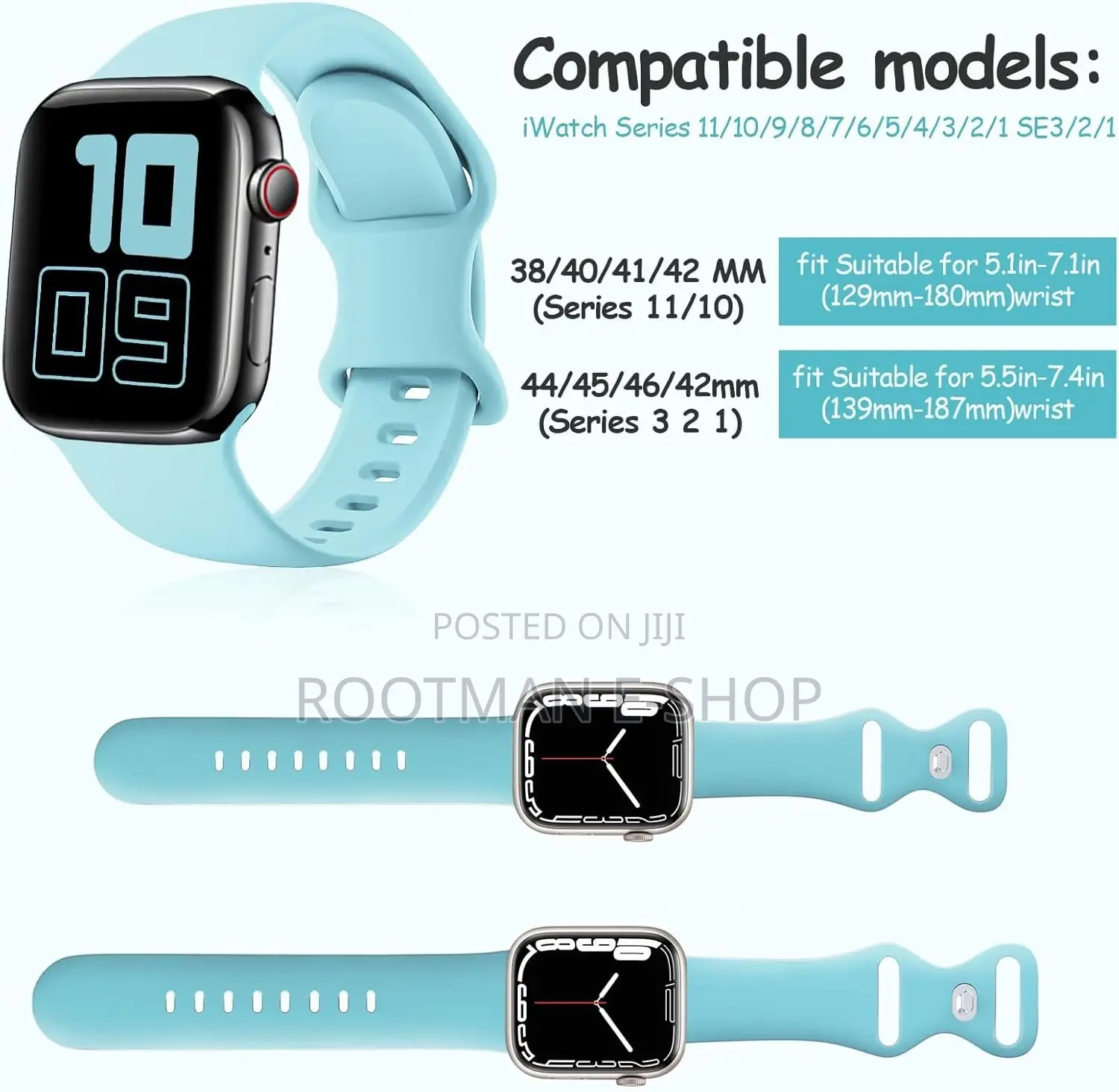Silicone Watch Band Strap Loop Sports Size Large 42/44mm