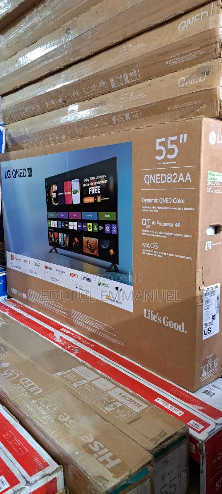 Lg 55" Class Qned Uhd Smart Ai Qned82a Ai Sound Super Upscaling