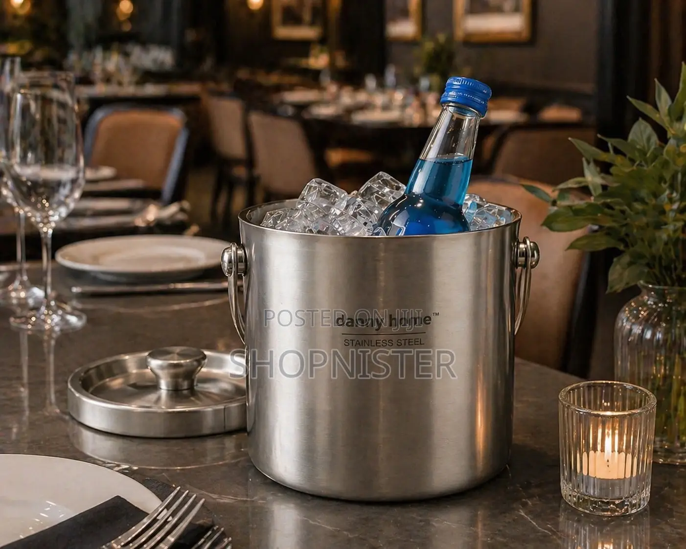 1.6l Stainless Steel Ice Bucket With Lid | Double Wall Cooler