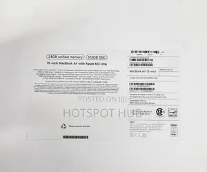 New Laptop Apple MacBook Air 2024 M3 15-inch 24GB Apple M3 SSD 512GB