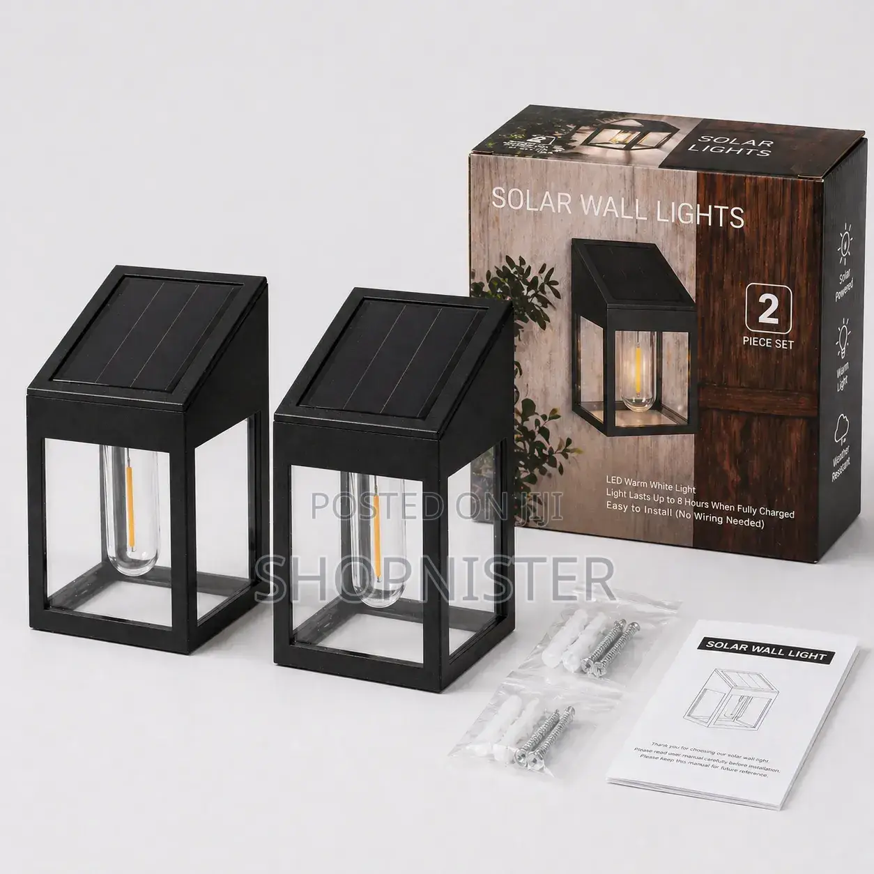 2pcs Solar Wall Lights – Outdoor Waterproof Led Lantern