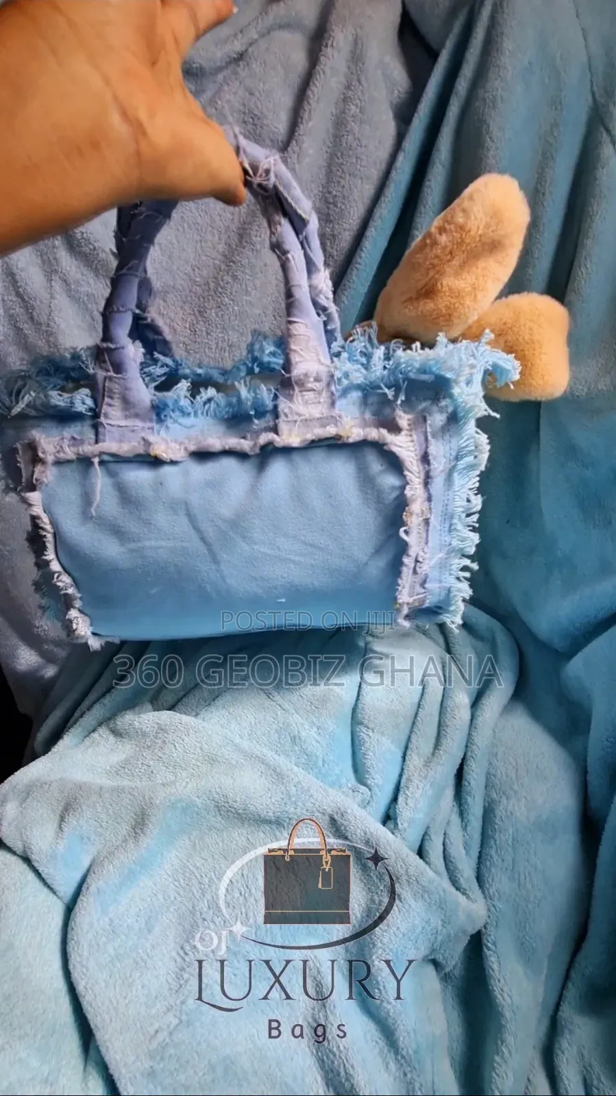 Custom-Made Luxury Denim Handbag With Teddy Detail – Limited Piece