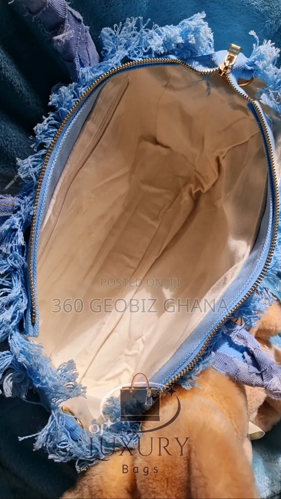 Custom-Made Luxury Denim Handbag With Teddy Detail – Limited Piece