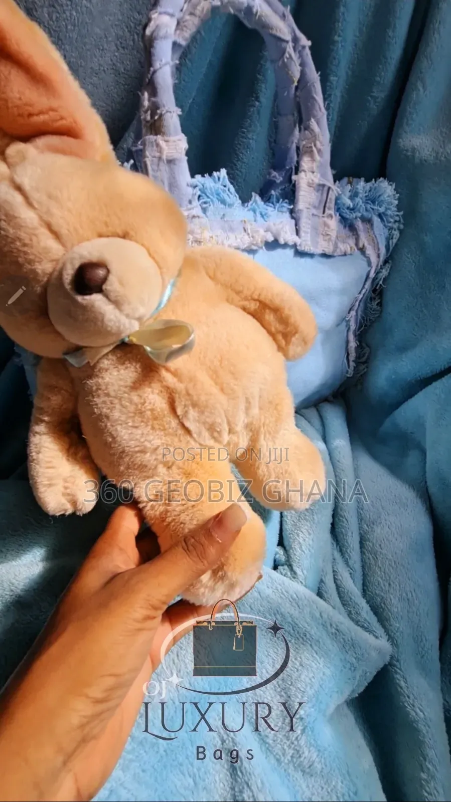 Custom-Made Luxury Denim Handbag With Teddy Detail – Limited Piece