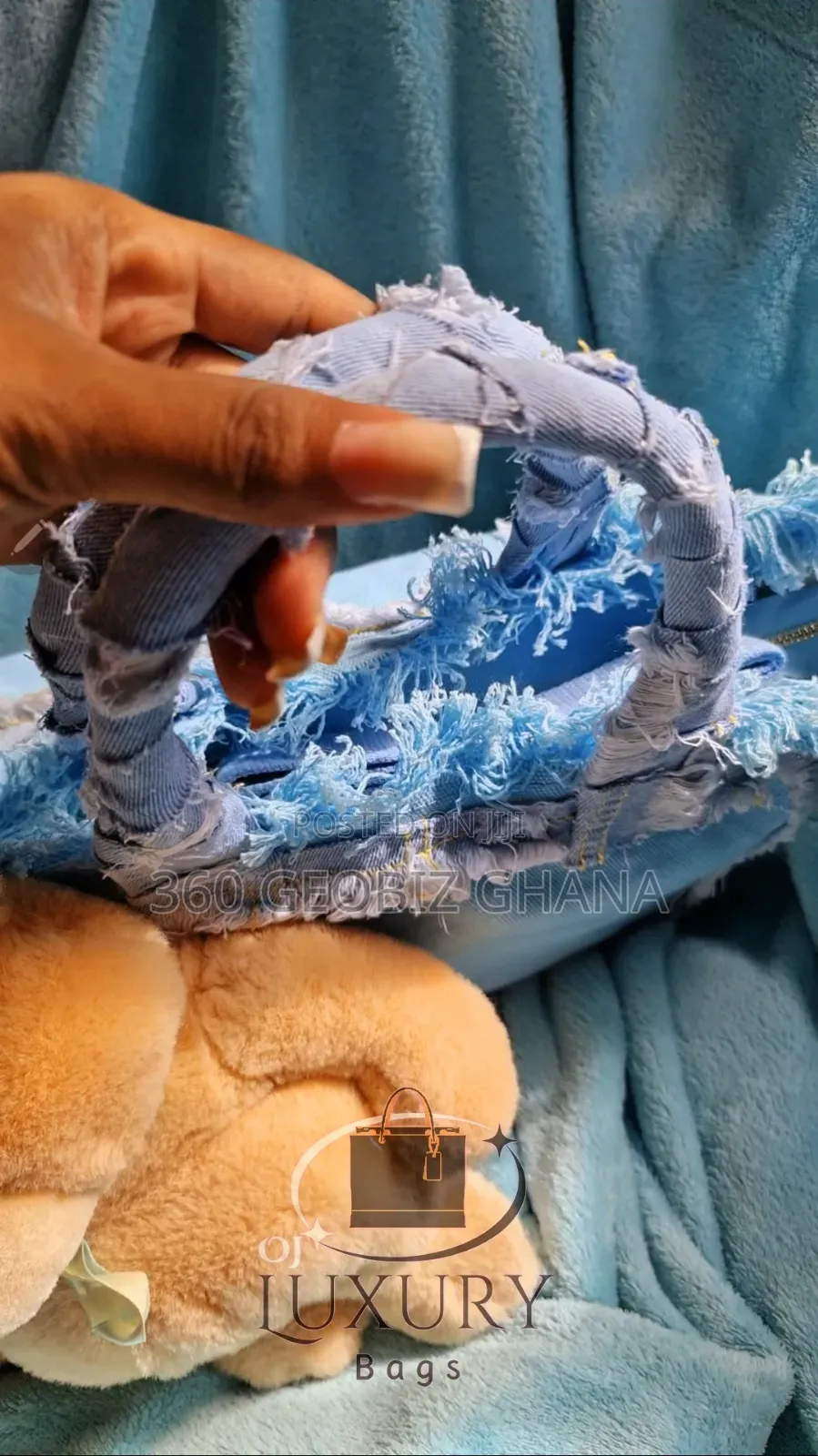 Custom-Made Luxury Denim Handbag With Teddy Detail – Limited Piece