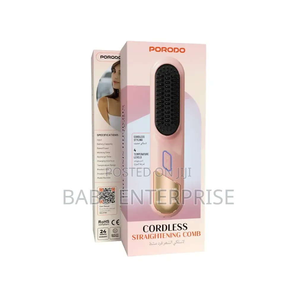 Porodo Lifestyle 4000mah Cordless Straightening Comb – Pink