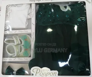 Newborn to 4 Months Green Dress Gift Set