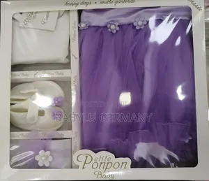 Purple Baby Dress Gift Set With Shoes, Headband and Onesie