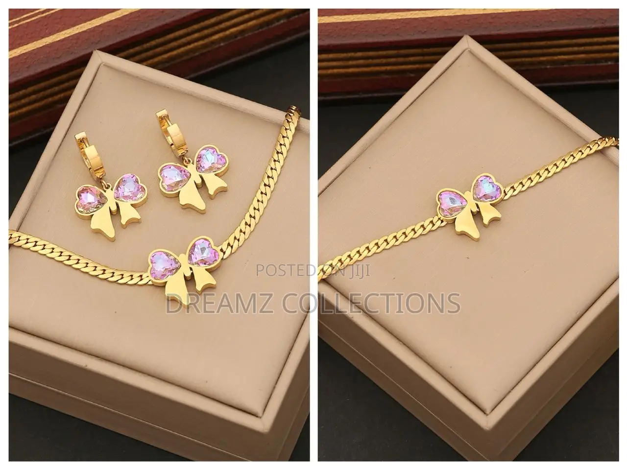 Bow Charm Pearl Jewelry Set
