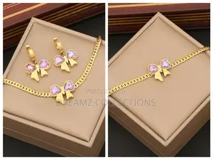Bow Charm Pearl Jewelry Set