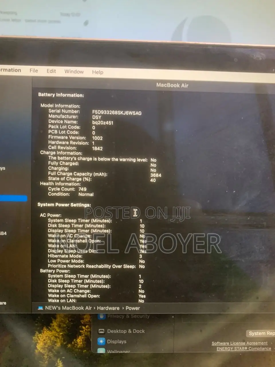Laptop Apple MacBook Air 2019 8GB Intel Core i5 SSD 256GB