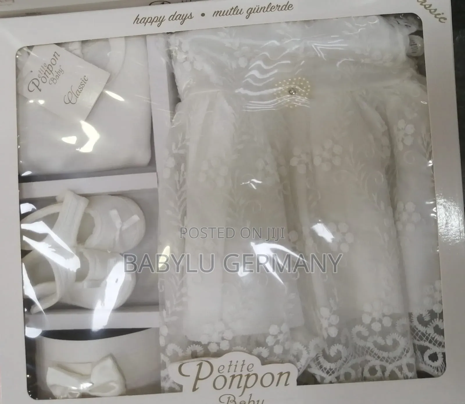 Organic White Baby Christening Dress Set