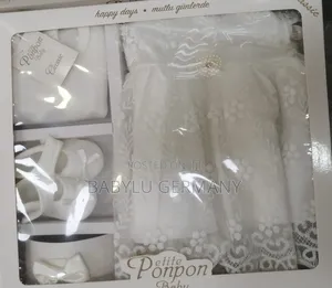 Organic White Baby Christening Dress Set