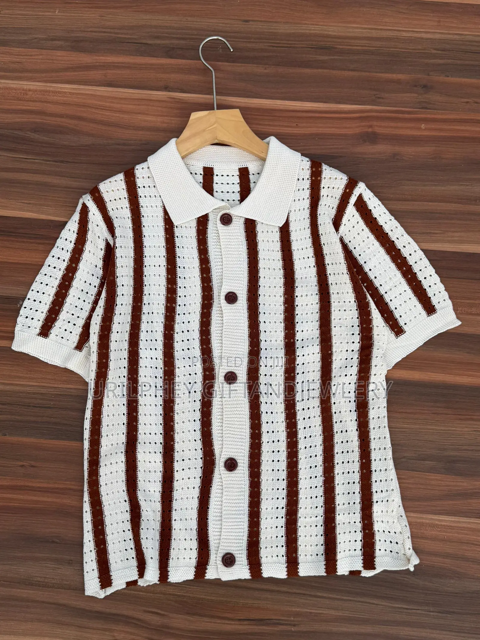 Vintage Knit Striped Button-Up Polo