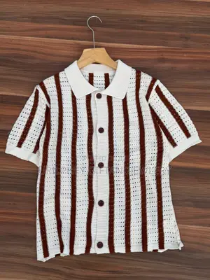 Vintage Knit Striped Button-Up Polo