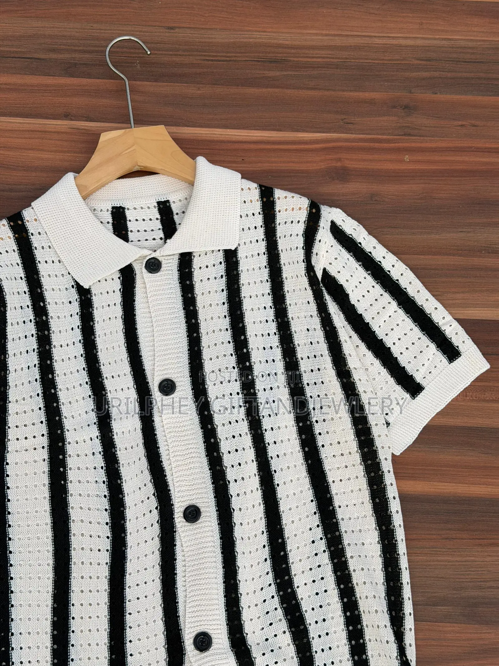 Vintage Knit Striped Button-Up Polo