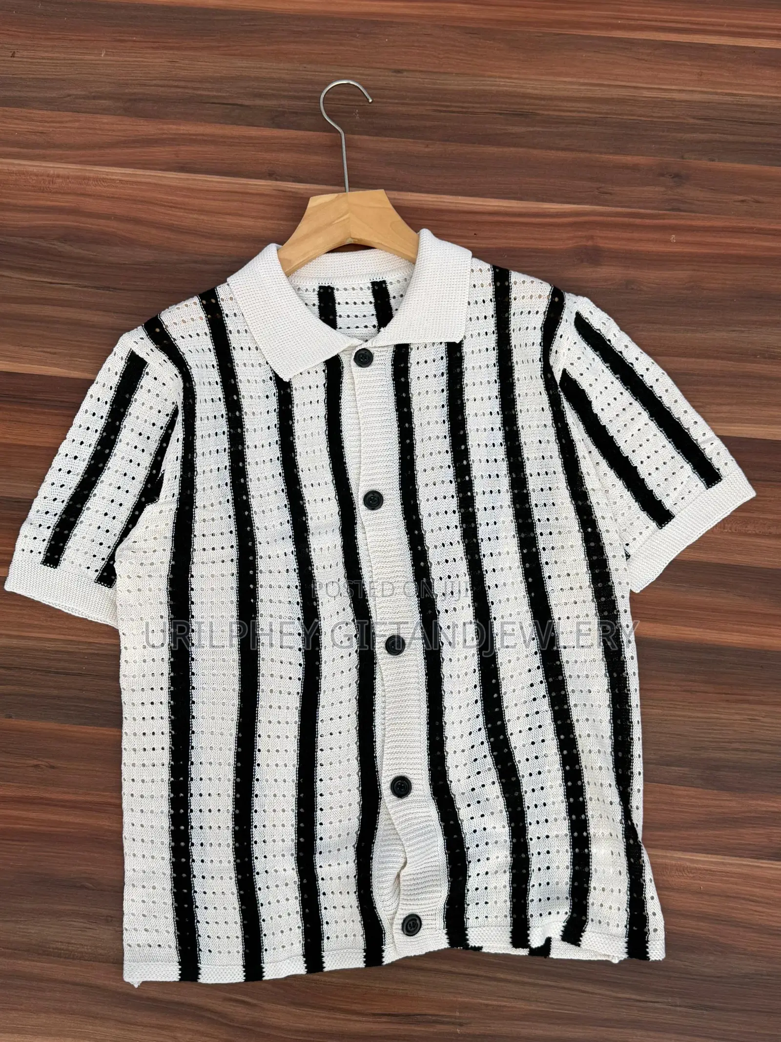 Vintage Knit Striped Button-Up Polo