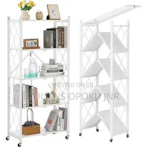 5 Tier Multi-purpose Foldable Metal Storage Shelf- White