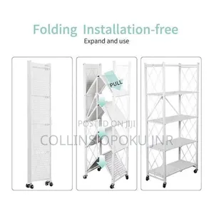 5 Tier Multi-purpose Foldable Metal Storage Shelf- White