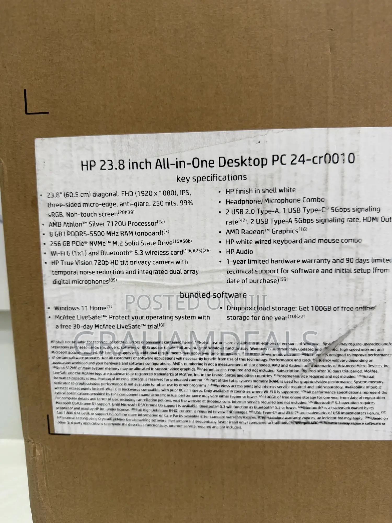 New Desktop Computer HP AiO 24 8GB AMD SSD 256GB