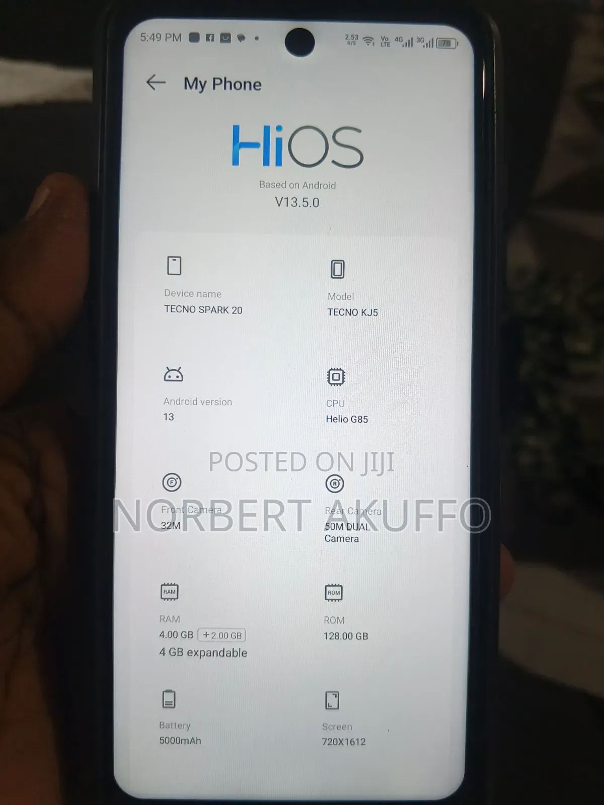 Tecno Spark 20 128 GB Black