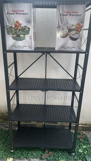 5 Tier Multi-purpose Foldable Metal Storage Shelf- Black