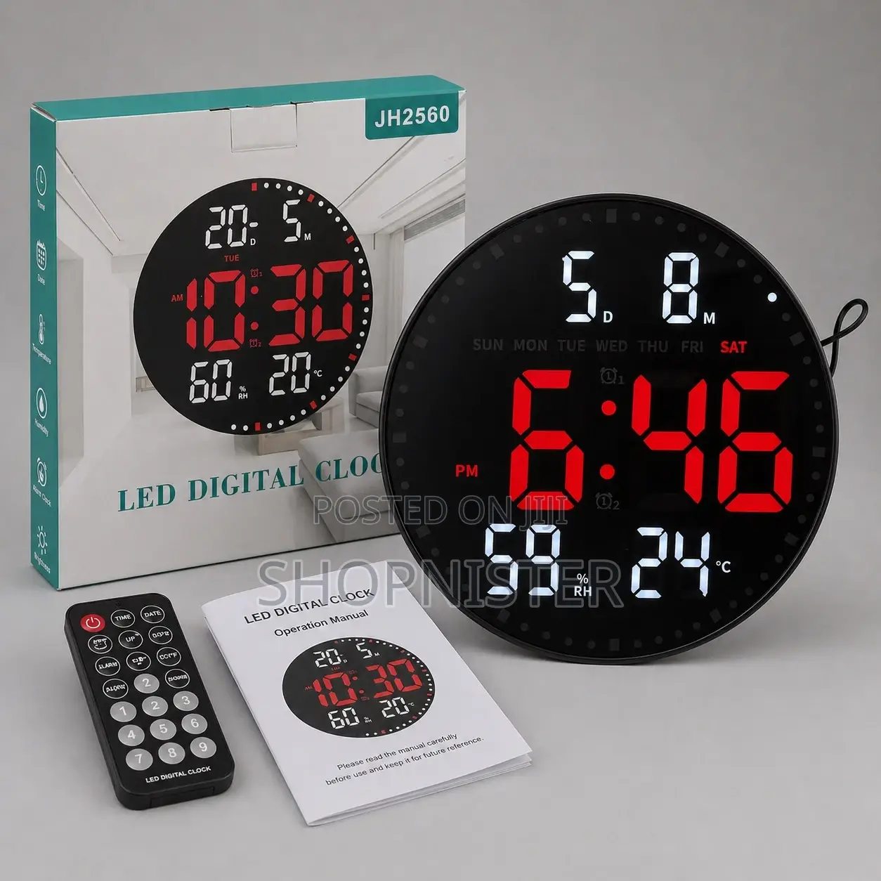 Led Digital Wall Clock With Remote Control | Large Display