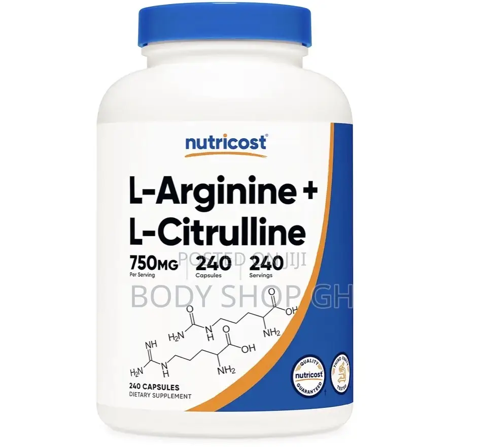 L-Arginine L-Citrulline Complex 750mg, 240 Capsules - Non-Gmo