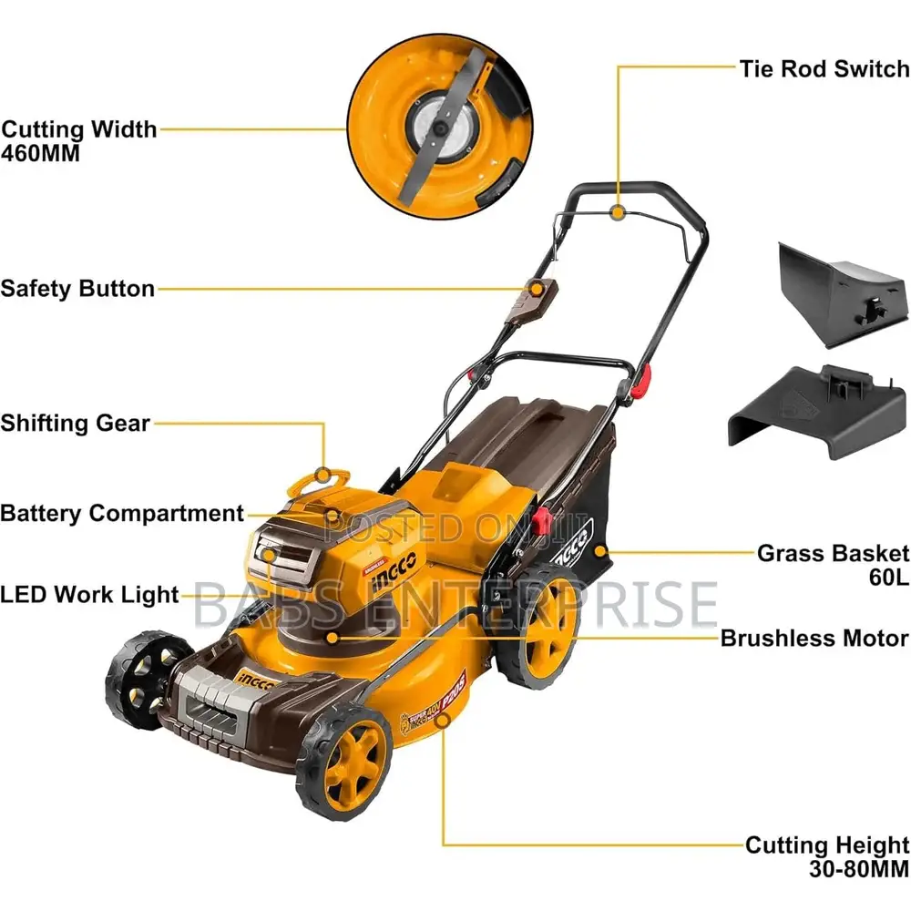 Ingco 18" 40v Cordless Lawn Mower With 5.0ah Battery – Lmli20186