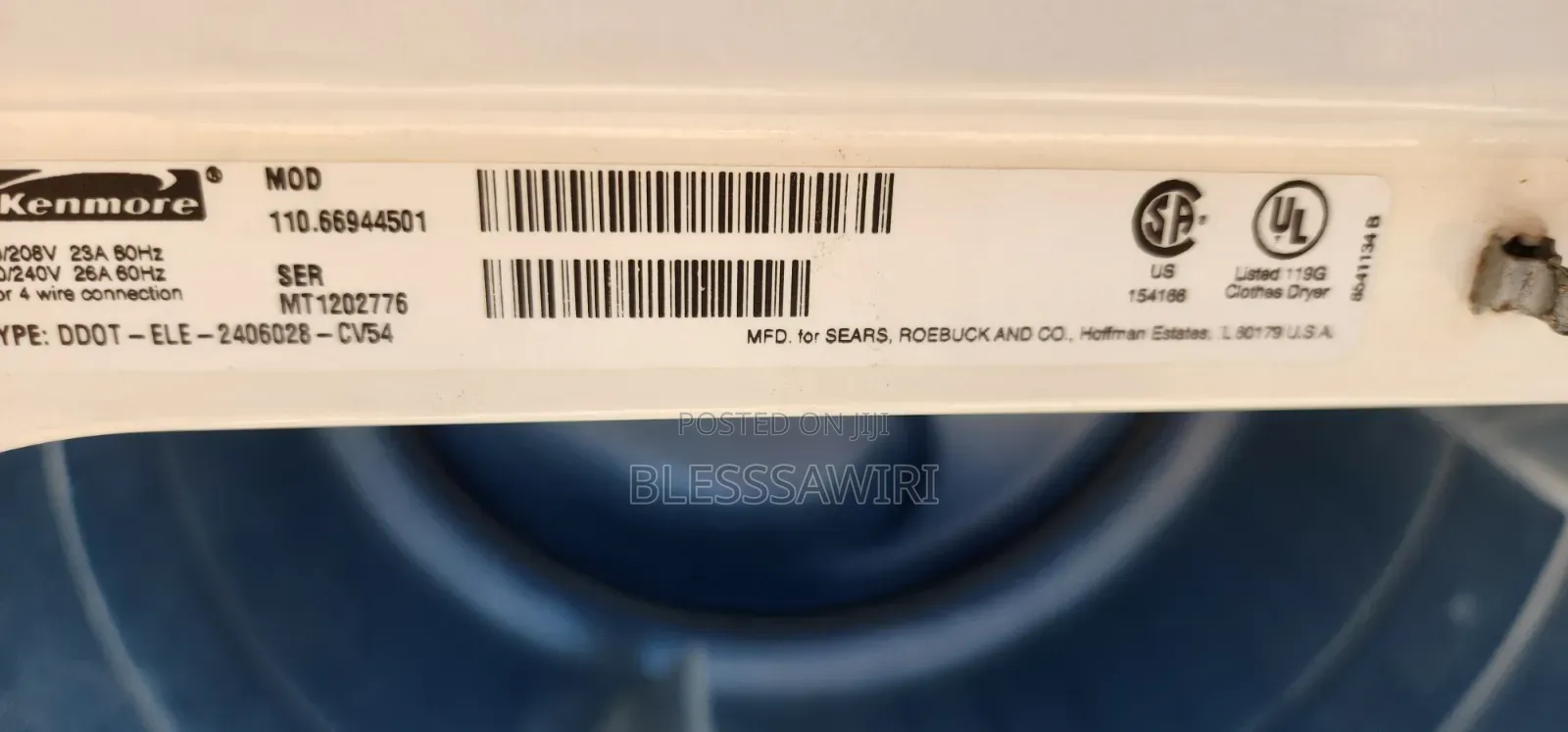 Kenmore 22kg Manual Dryer From Usa