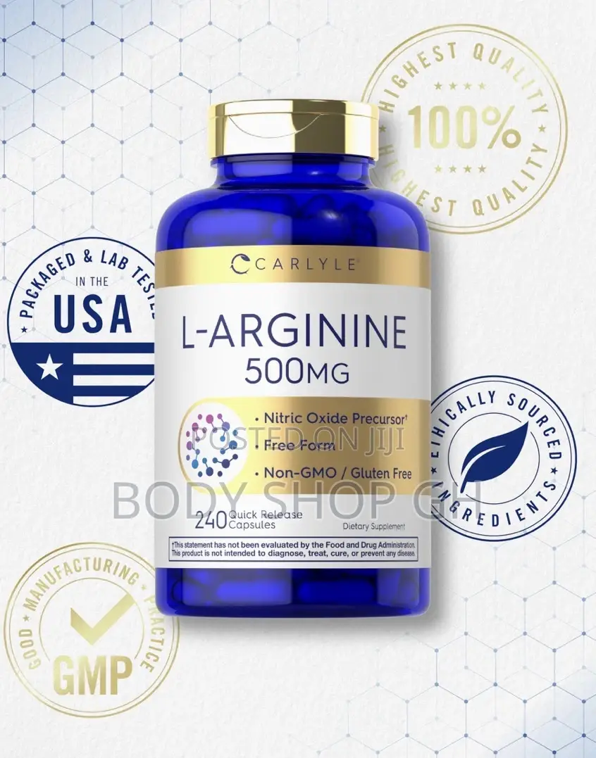Carlyle L-Arginine 500 Mg Capsules |240 Count | Nitric Oxide Precursor