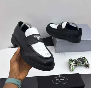 Prada Chocolate Two-Tone Brushed Leather Loafers.