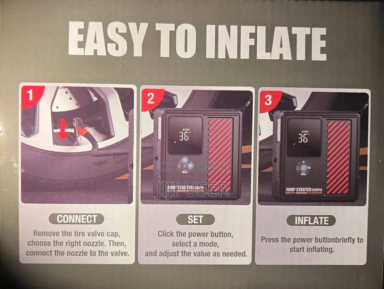 Car Jump Starter Tyre Inflator (Portable Emergency Kit)