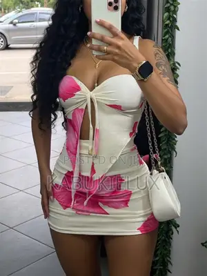 White Floral Bodycon Mini Two Piece