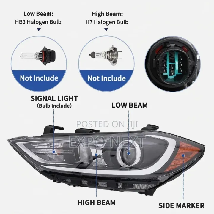 Hyundai Elantra 2017-2018 Headlight Pair Original