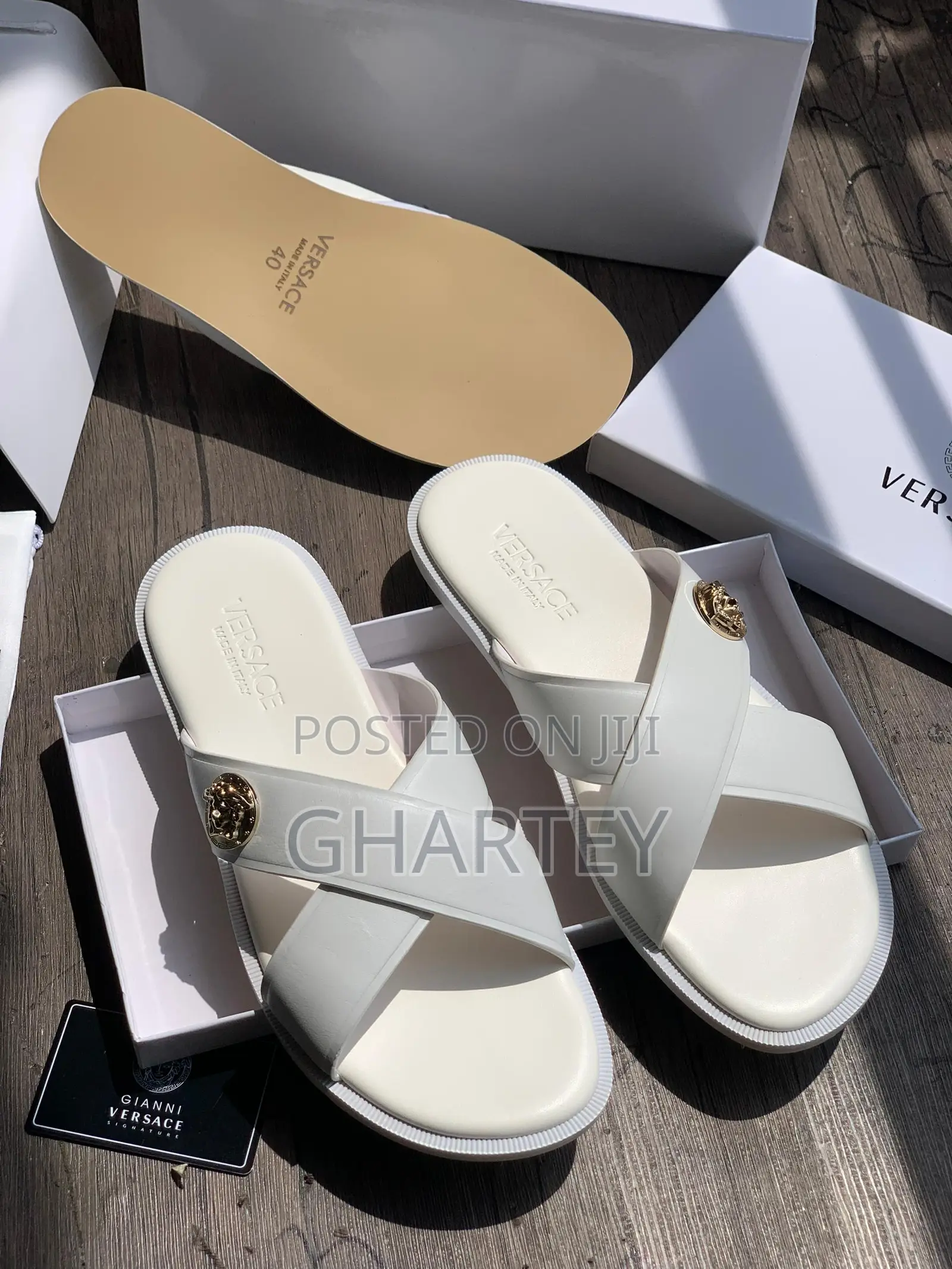 Versace Medusa Crisscross Slides – Italian Luxury, Minimalist Style