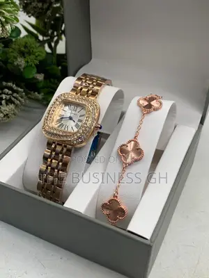 Watch and Rosegold Bracelet Set for Women