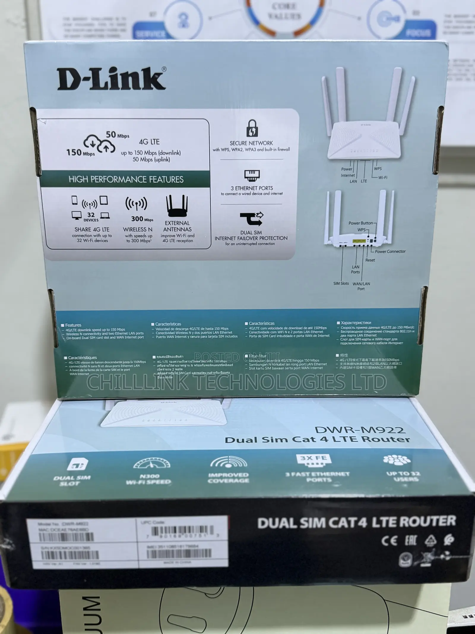 D-Link Dual Sim Cat 4 Let Router DWR-M922