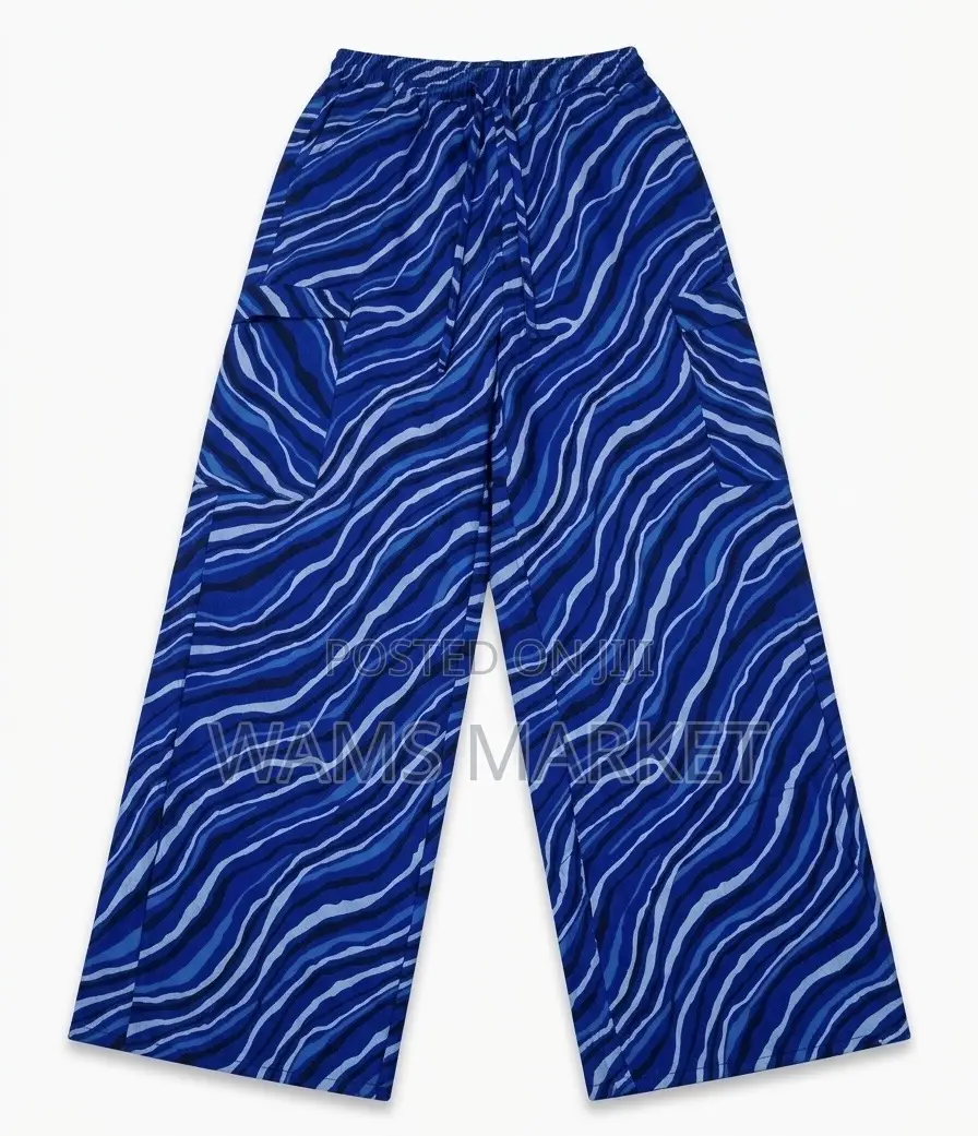 Women's African Print Trousers Wide Leg Multicolor Large