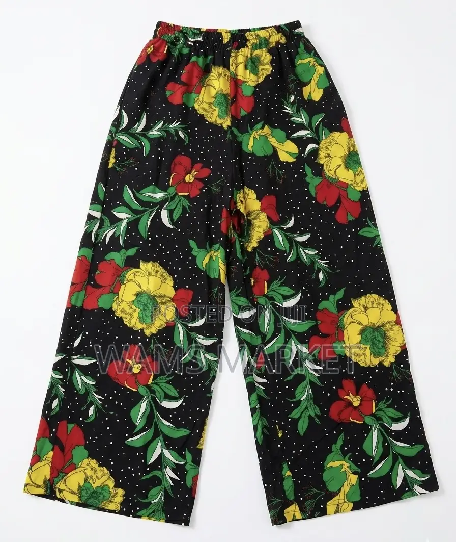 Women's African Print Trousers Wide Leg Multicolor Large
