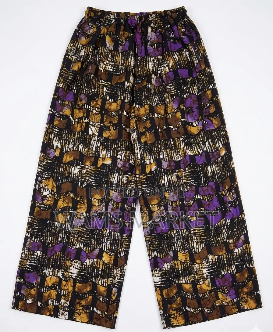 Women's African Print Trousers Wide Leg Multicolor Large