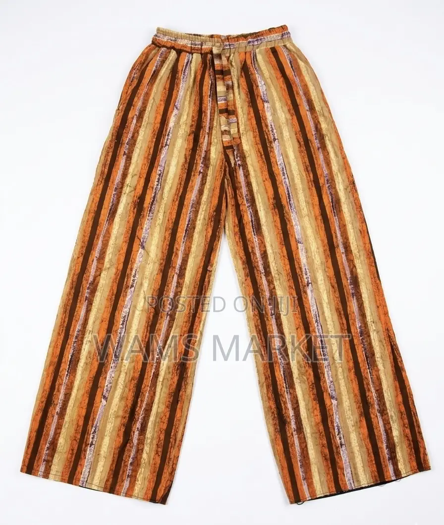 Women's African Print Trousers Wide Leg Multicolor Large