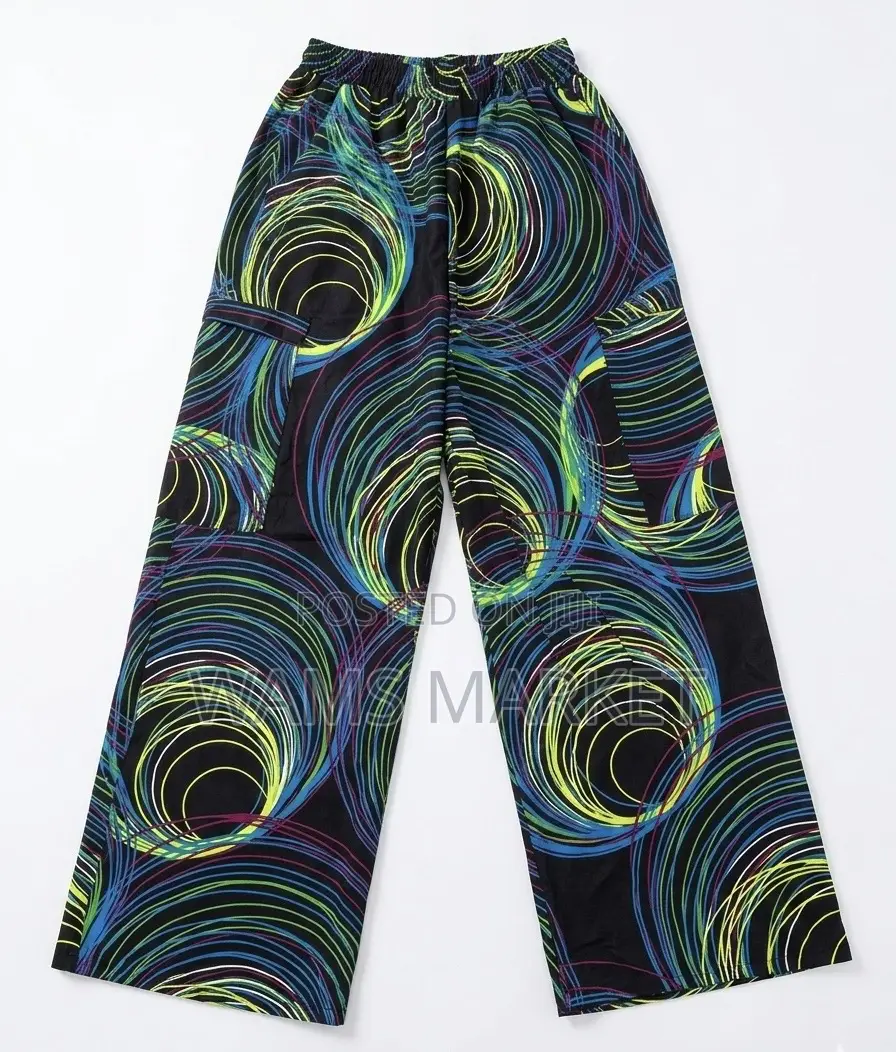 Women's African Print Trousers Wide Leg Multicolor Large