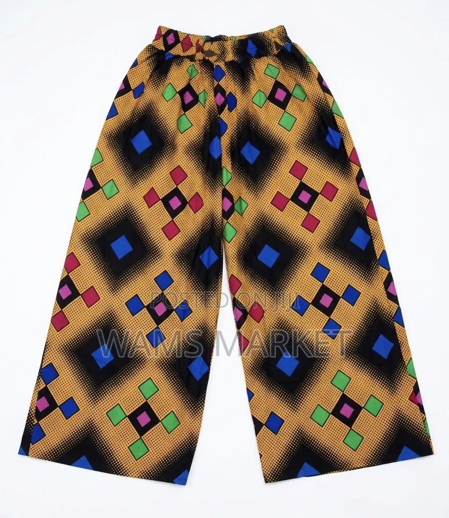 Women's African Print Trousers Wide Leg Multicolor Large