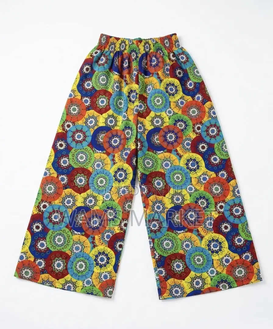 Women's African Print Trousers Wide Leg Multicolor Large