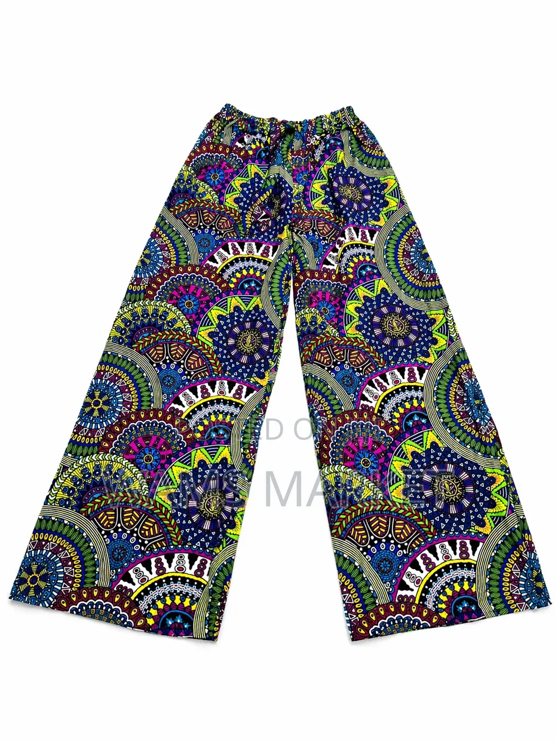 Women's African Print Trousers Wide Leg Multicolor Large