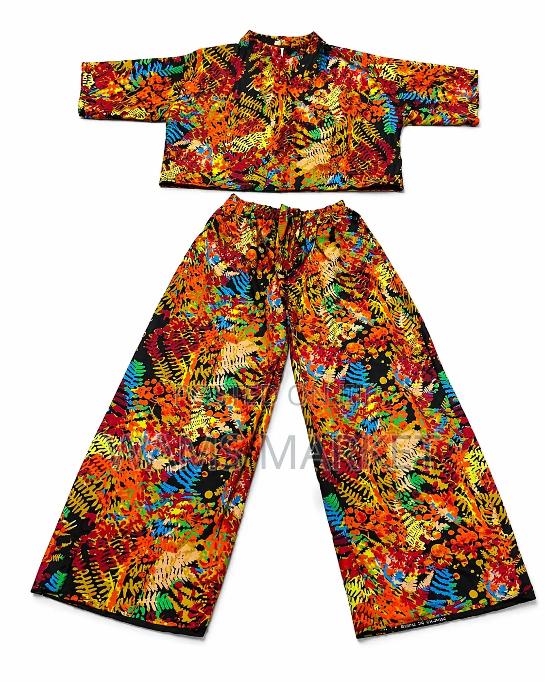 Women’S 2-Piece Set Crop Top Wide Leg Pants