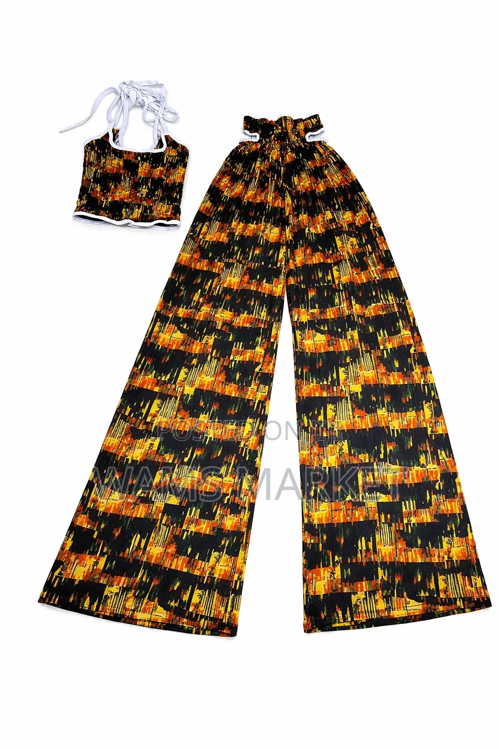 Women’S 2-Piece Wide-Leg -Sleeveless Top High Waist Trousers