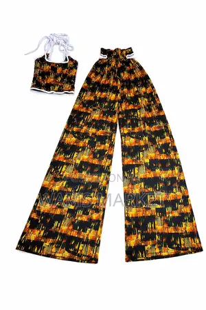 Women’S 2-Piece Wide-Leg -Sleeveless Top High Waist Trousers