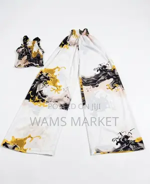 Women’S 2-Piece Wide-Leg -Sleeveless Top High Waist Trousers